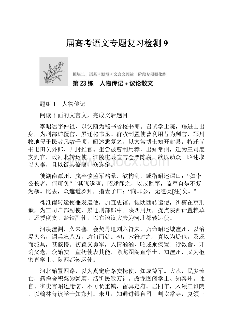 届高考语文专题复习检测9.docx_第1页