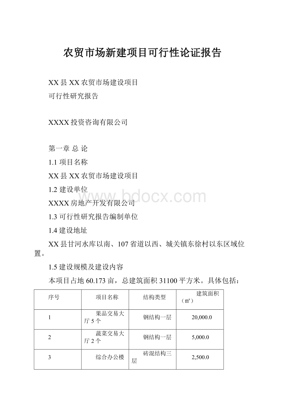 农贸市场新建项目可行性论证报告.docx