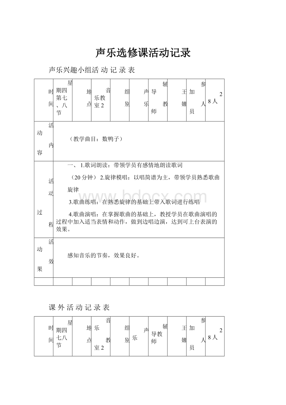 声乐选修课活动记录.docx