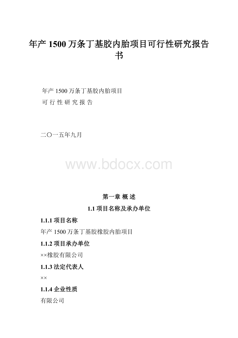 年产1500万条丁基胶内胎项目可行性研究报告书.docx_第1页