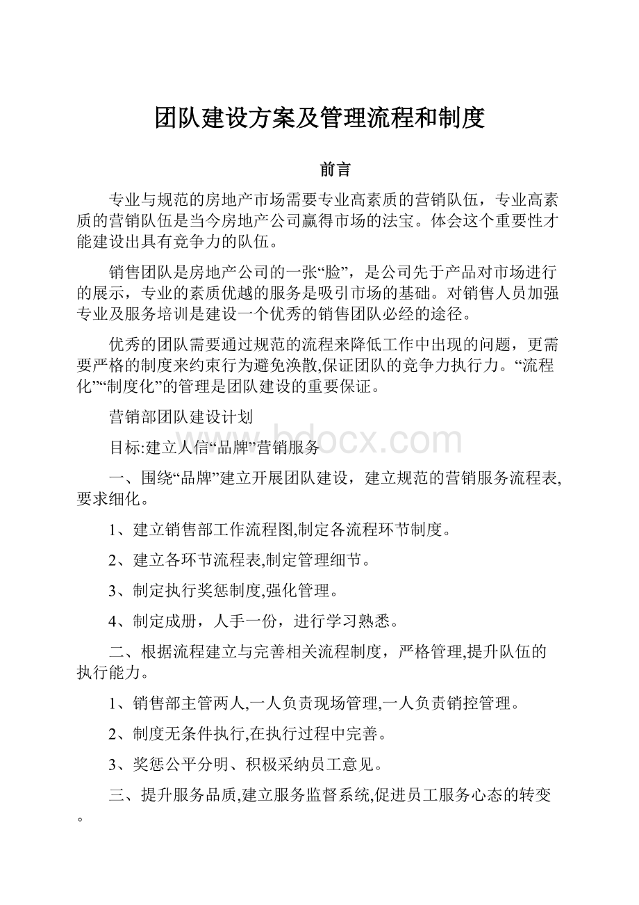 团队建设方案及管理流程和制度.docx