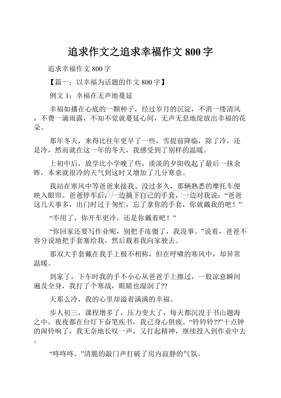 追求作文之追求幸福作文800字.docx_第1页