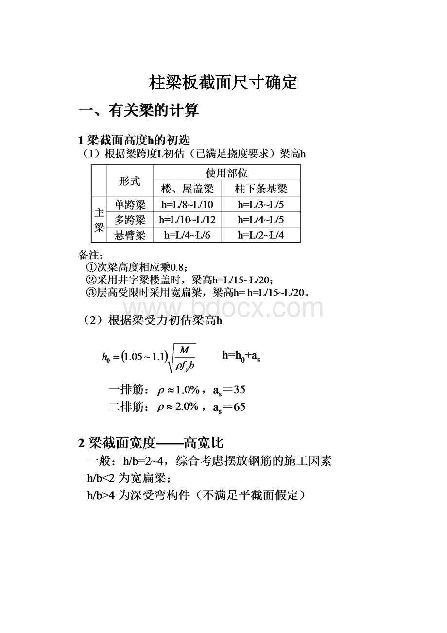 柱梁板截面尺寸确定.docx_第1页