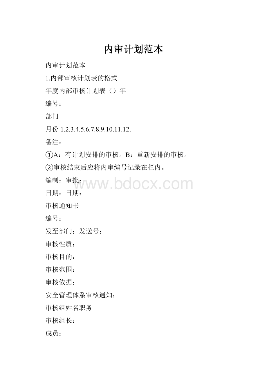 内审计划范本.docx_第1页