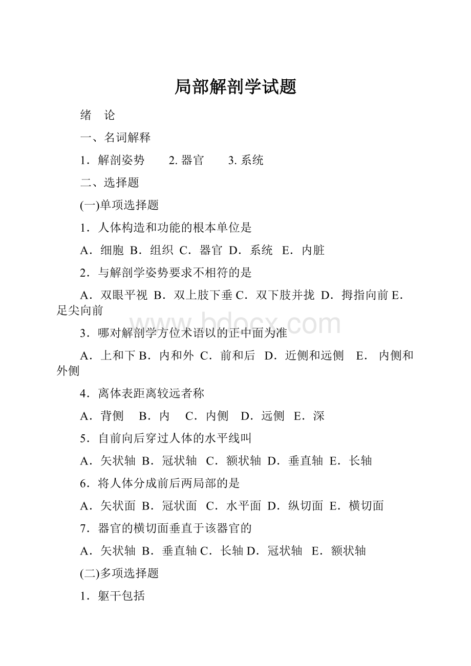 局部解剖学试题.docx