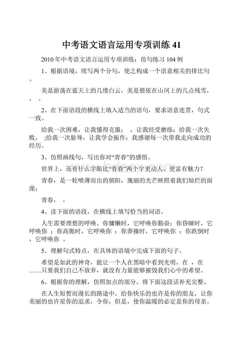 中考语文语言运用专项训练41.docx