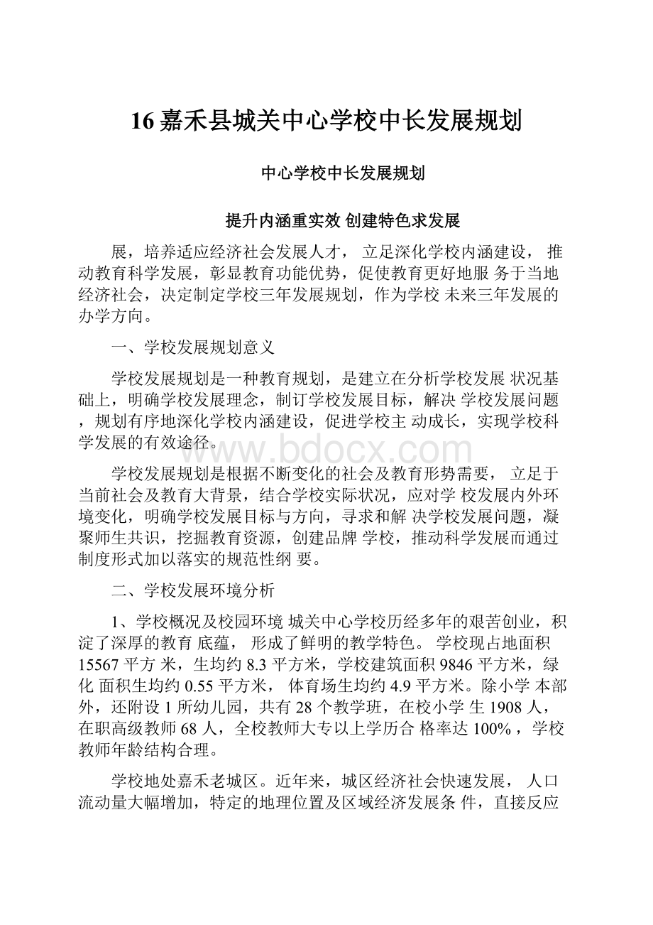 16嘉禾县城关中心学校中长发展规划.docx