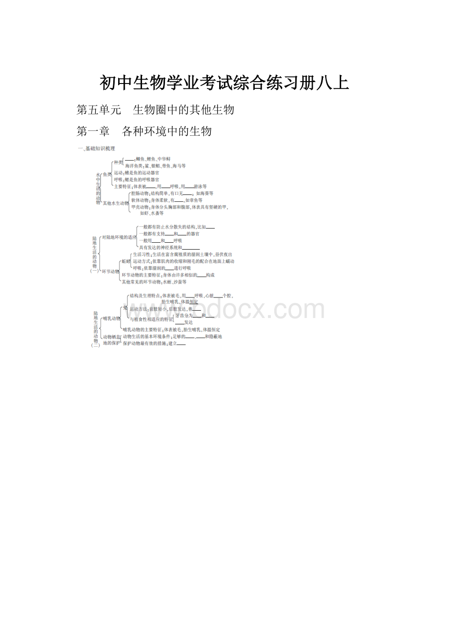 初中生物学业考试综合练习册八上.docx_第1页