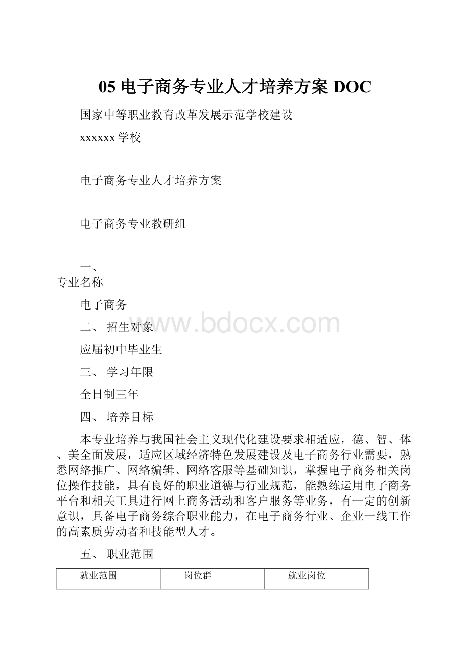 05电子商务专业人才培养方案DOC.docx