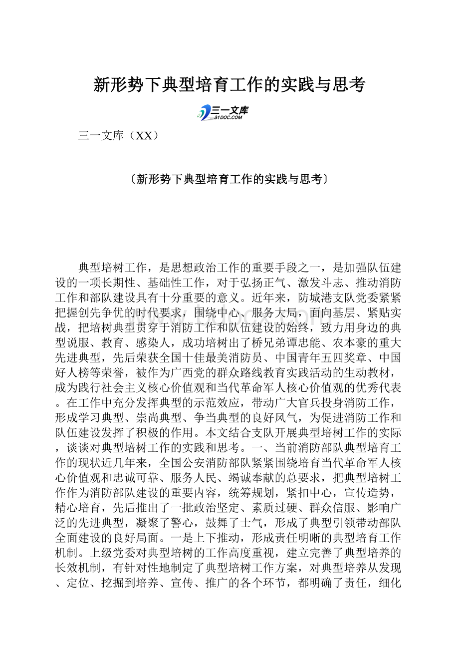 新形势下典型培育工作的实践与思考.docx