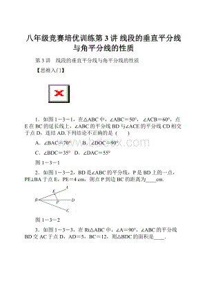 八年级竞赛培优训练第3讲 线段的垂直平分线与角平分线的性质.docx