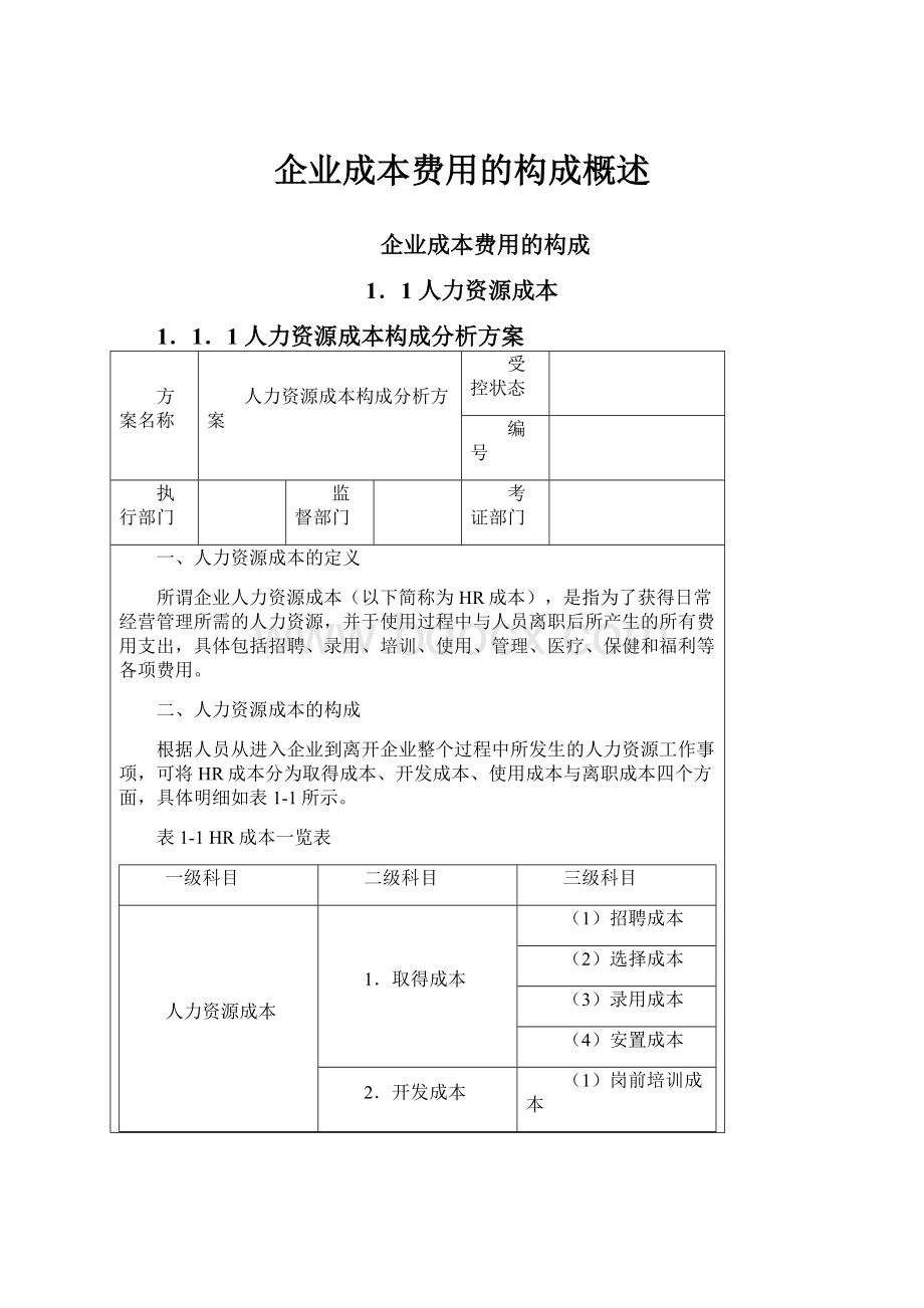 企业成本费用的构成概述.docx_第1页