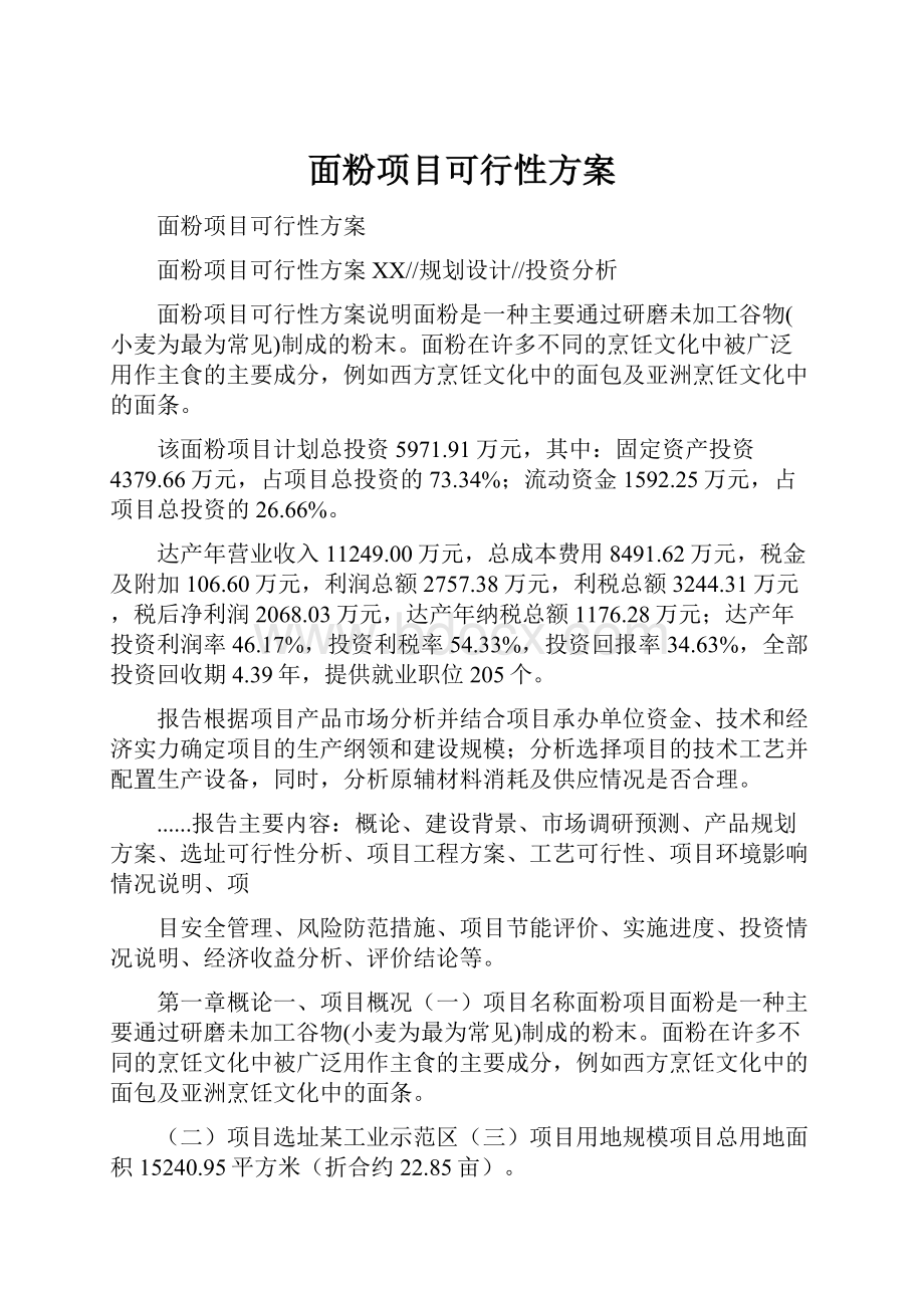 面粉项目可行性方案.docx