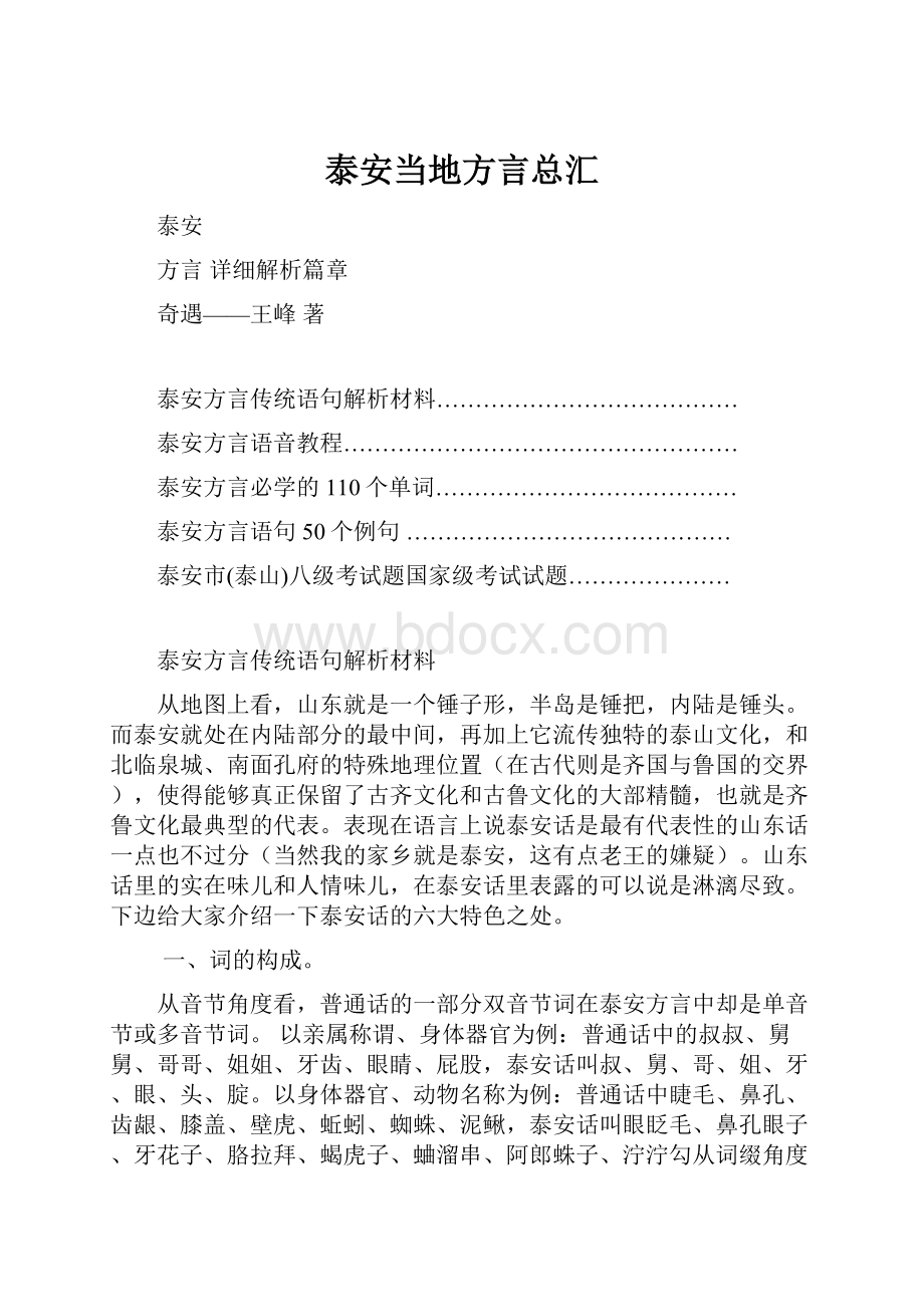 泰安当地方言总汇.docx