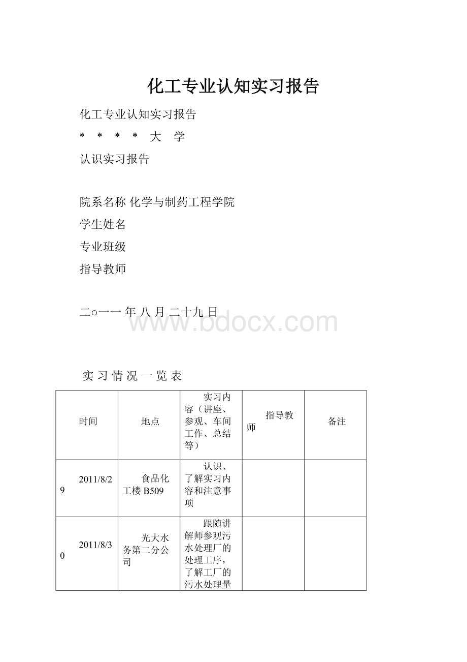 化工专业认知实习报告.docx_第1页