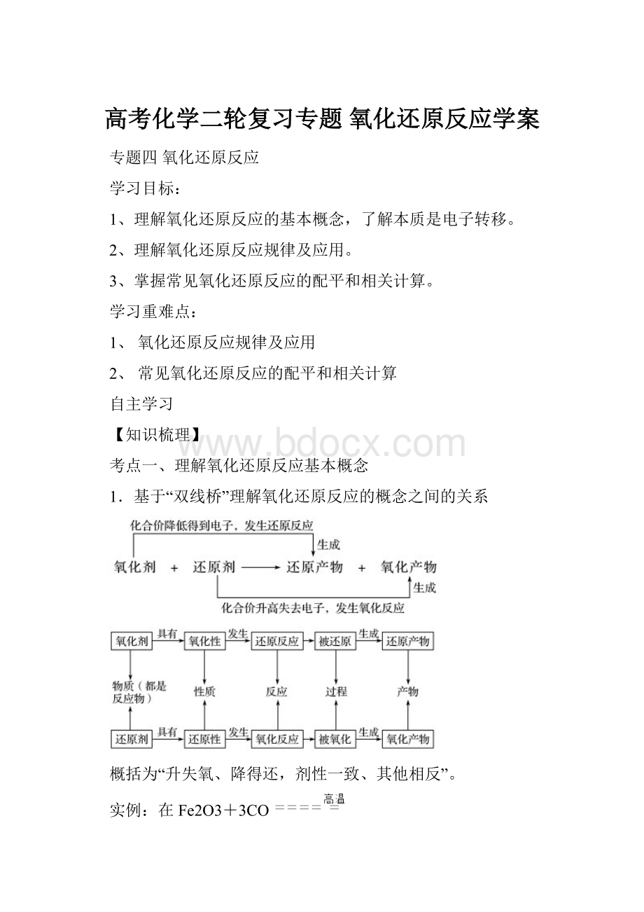 高考化学二轮复习专题 氧化还原反应学案.docx_第1页