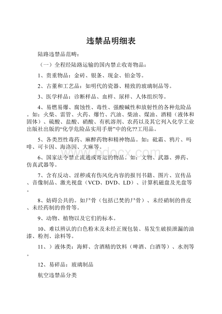 违禁品明细表.docx_第1页