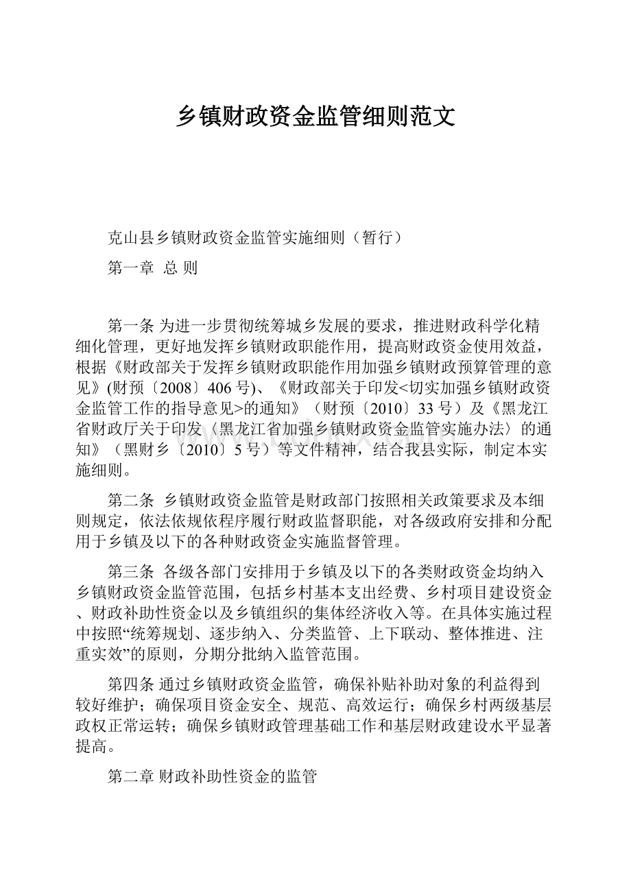 乡镇财政资金监管细则范文.docx_第1页