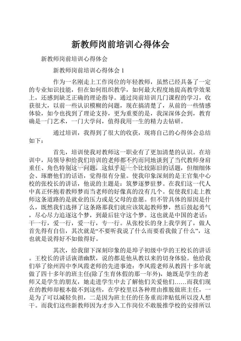 新教师岗前培训心得体会.docx