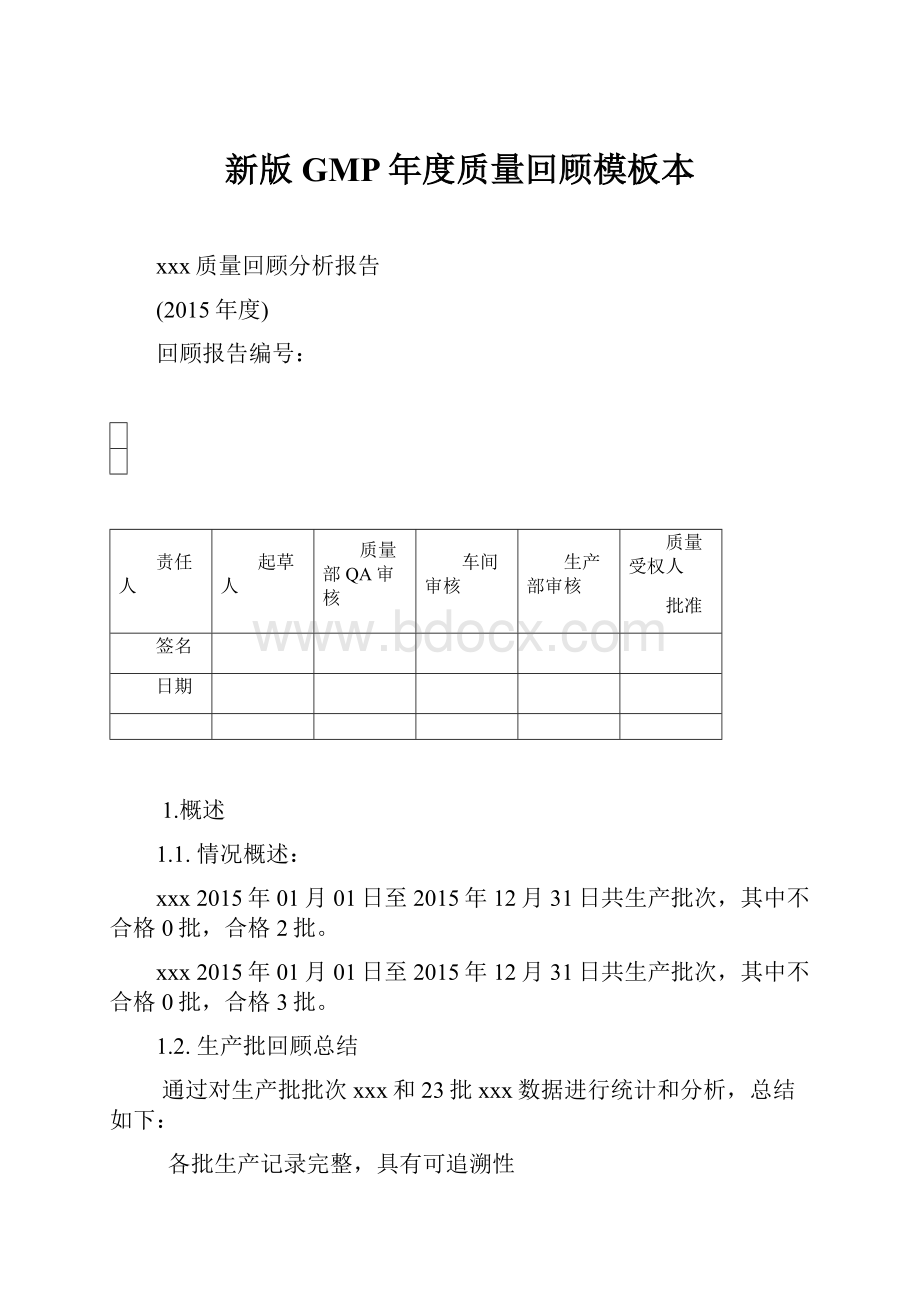 新版GMP年度质量回顾模板本.docx_第1页