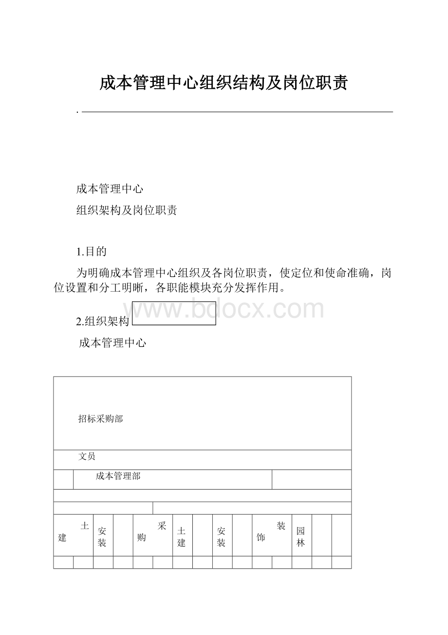 成本管理中心组织结构及岗位职责.docx_第1页