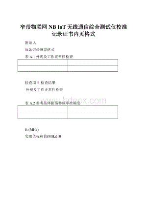 窄带物联网NB IoT无线通信综合测试仪校准记录证书内页格式.docx