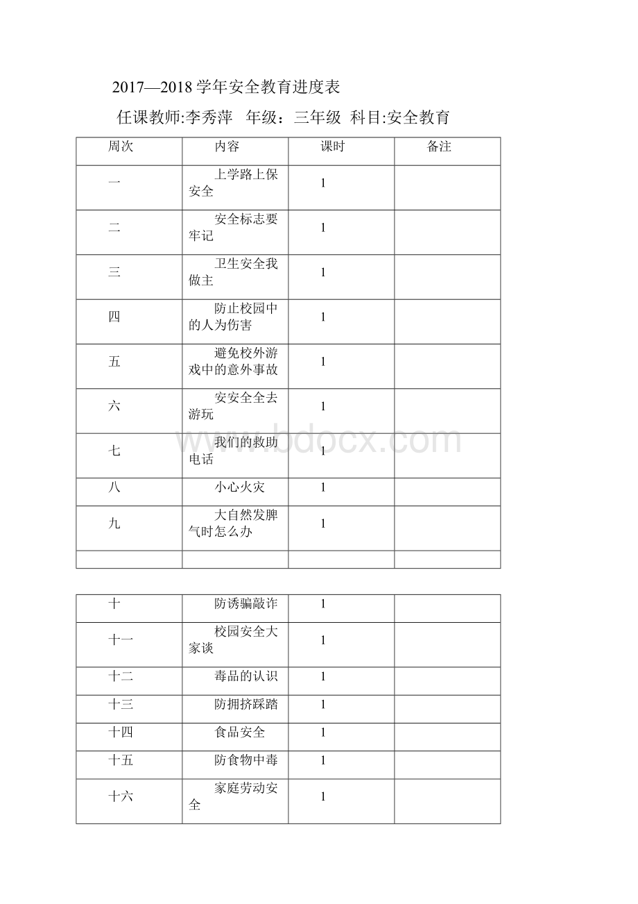 安全教育教案进度表.docx_第3页