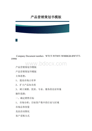 产品营销策划书模版.docx