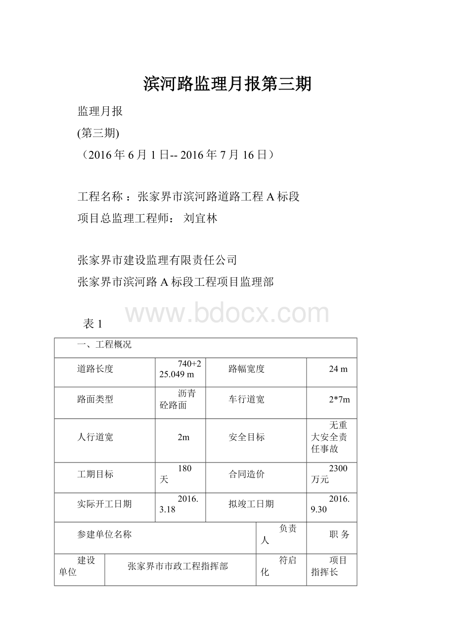 滨河路监理月报第三期.docx