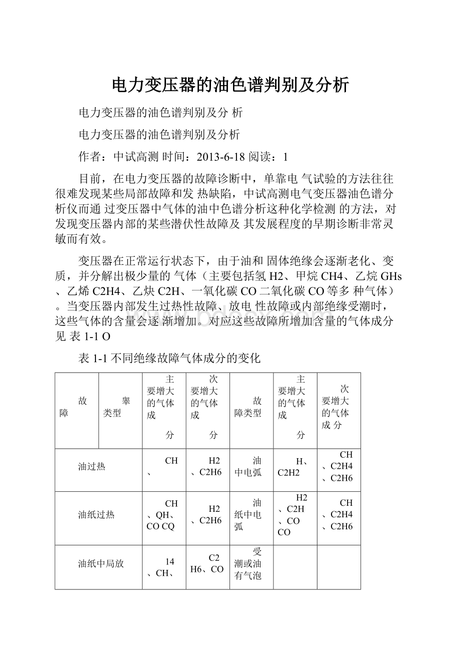 电力变压器的油色谱判别及分析.docx