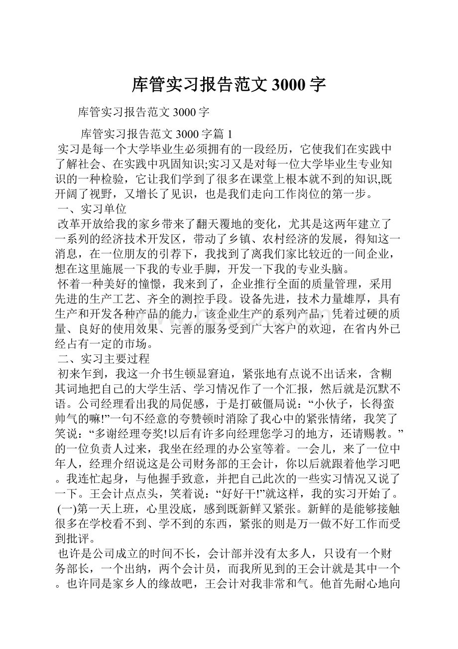 库管实习报告范文3000字.docx