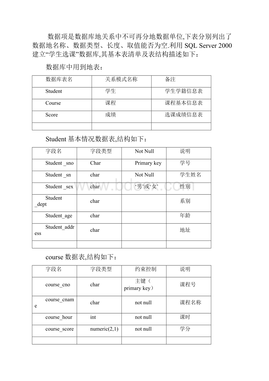 数据库课程设计学生成绩管理系统模板doc.docx_第3页