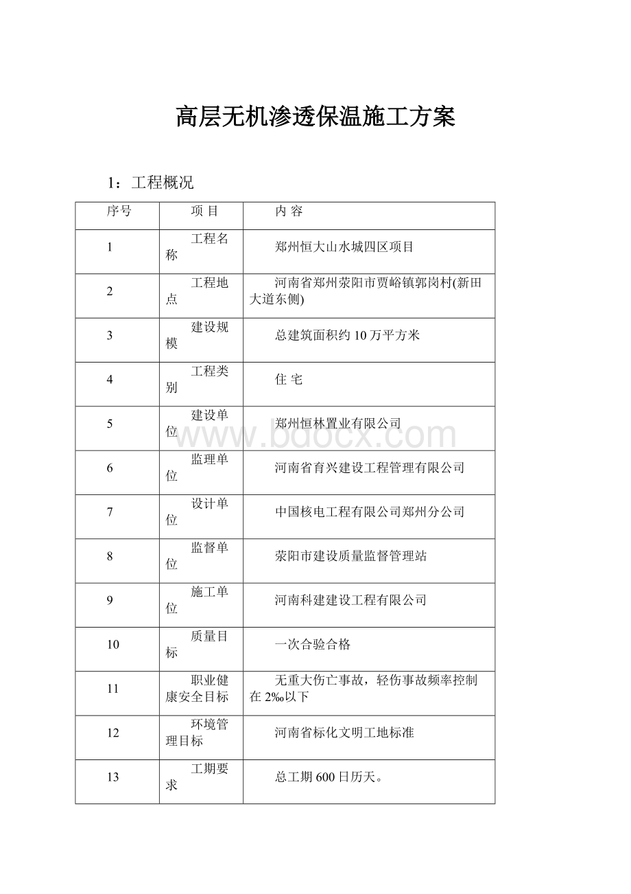 高层无机渗透保温施工方案.docx