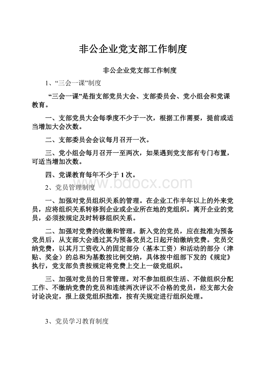 非公企业党支部工作制度.docx