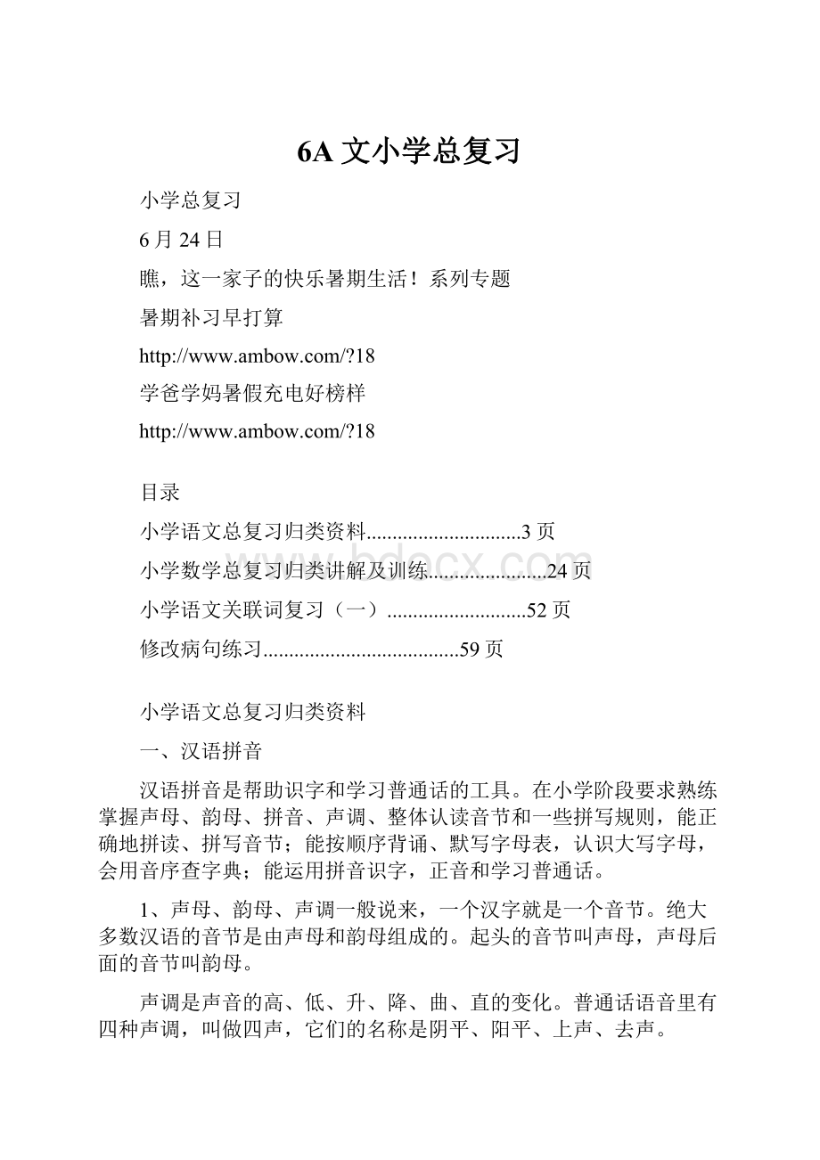 6A文小学总复习.docx