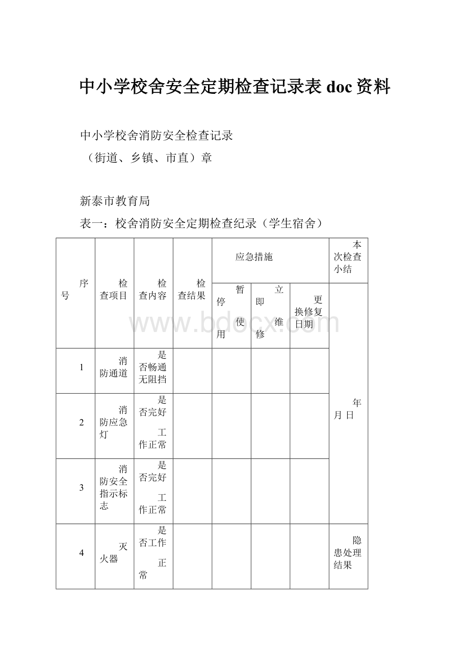 中小学校舍安全定期检查记录表doc资料.docx