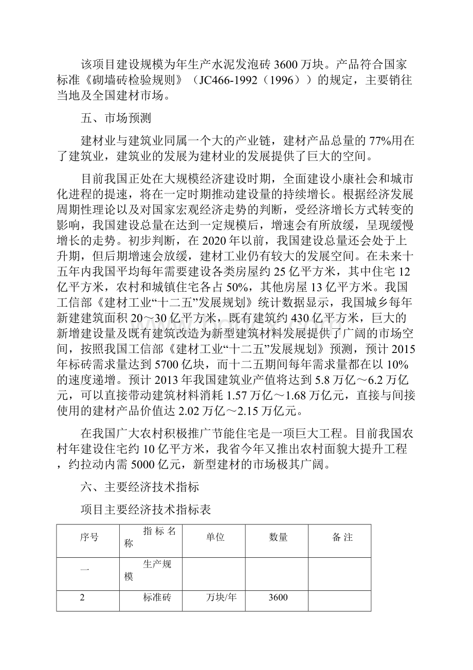 XXX年产3600万块水泥泡沫砖生产项目可行性分析建议书.docx_第3页