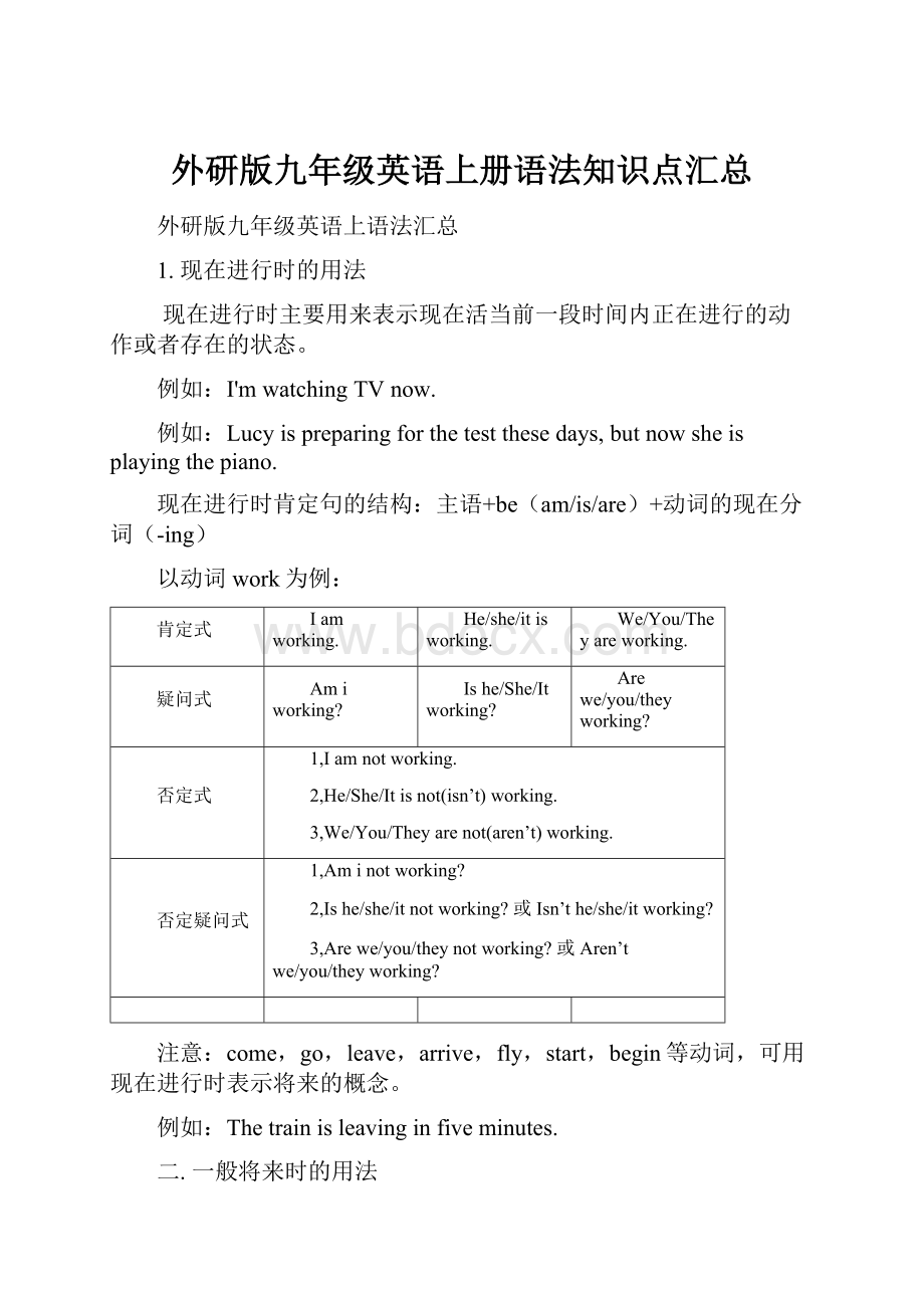 外研版九年级英语上册语法知识点汇总.docx