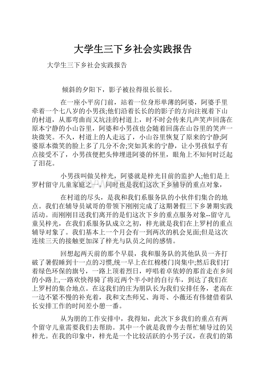 大学生三下乡社会实践报告.docx