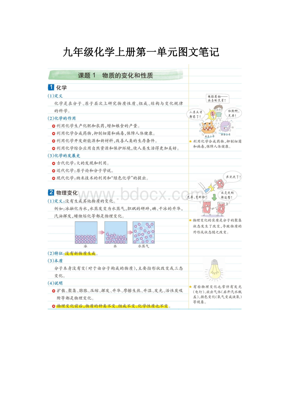 九年级化学上册第一单元图文笔记.docx