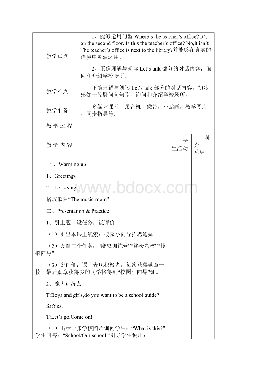 人教版小学四年级下册英语全册教案 WORD版.docx_第2页