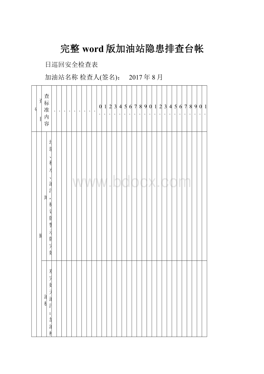 完整word版加油站隐患排查台帐.docx_第1页