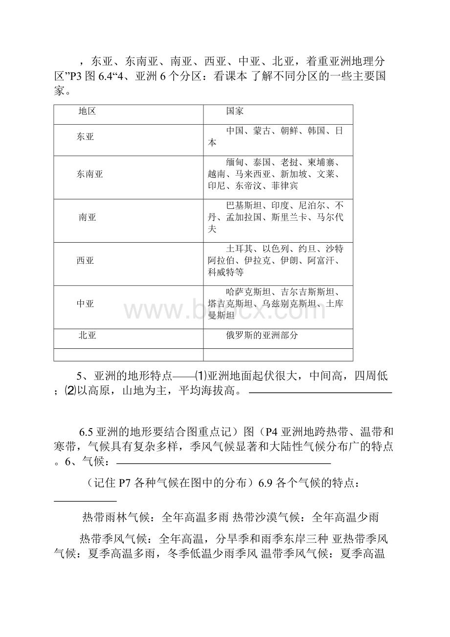 人教版七年级地理下册知识点归纳.docx_第2页