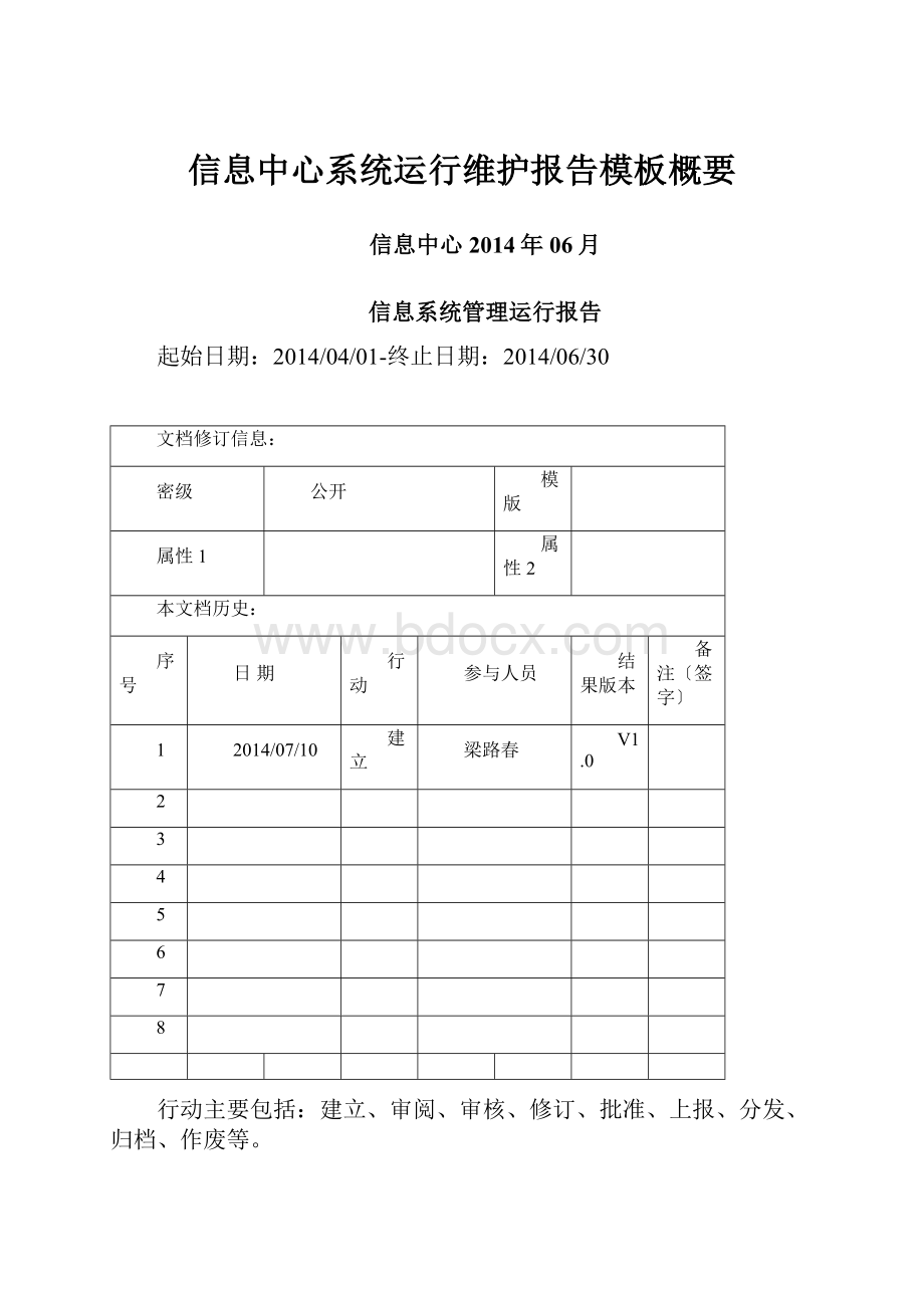 信息中心系统运行维护报告模板概要.docx