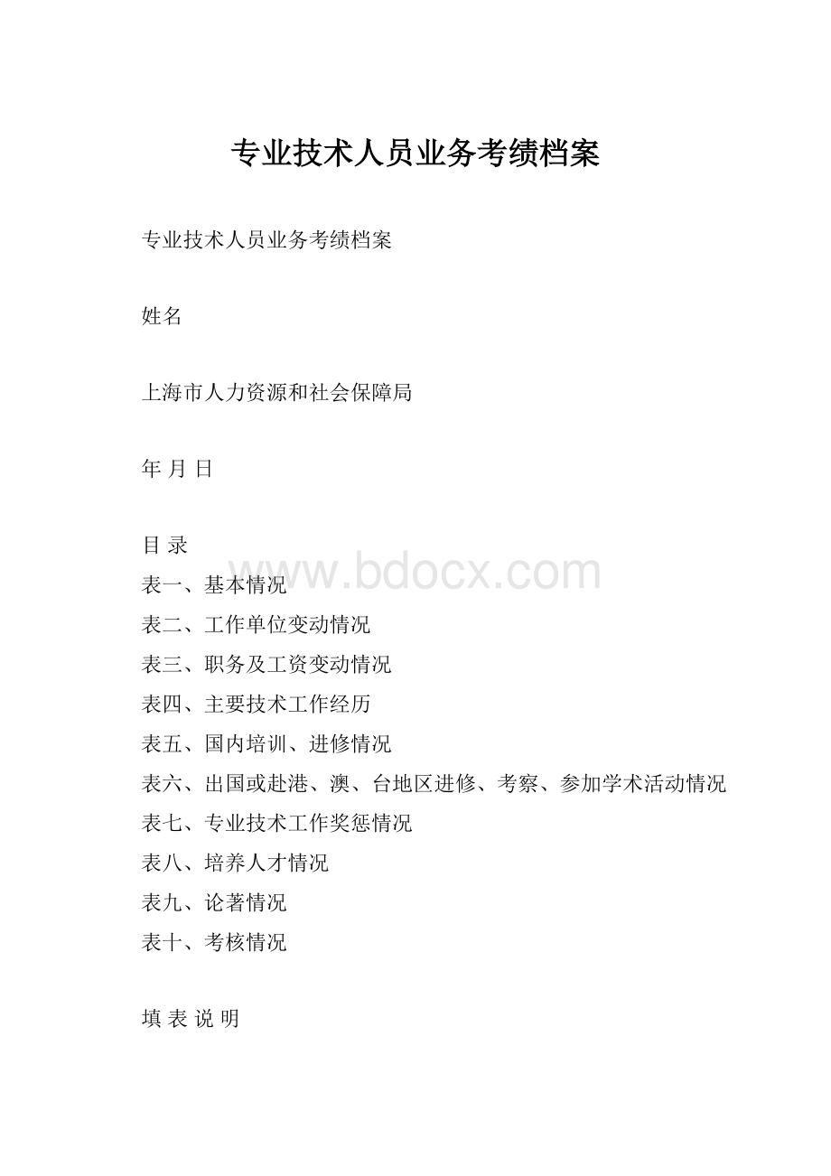 专业技术人员业务考绩档案.docx