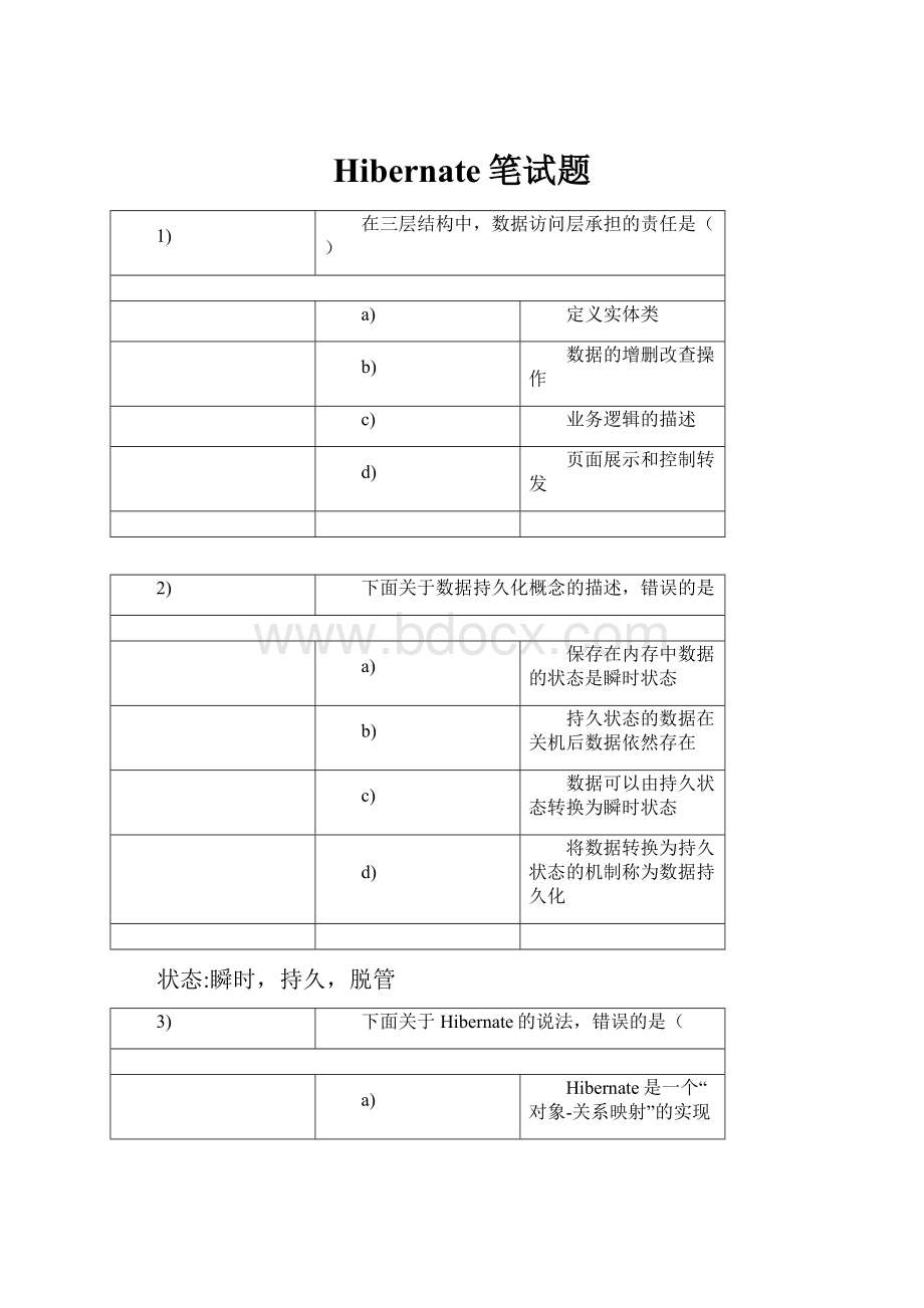 Hibernate笔试题.docx_第1页