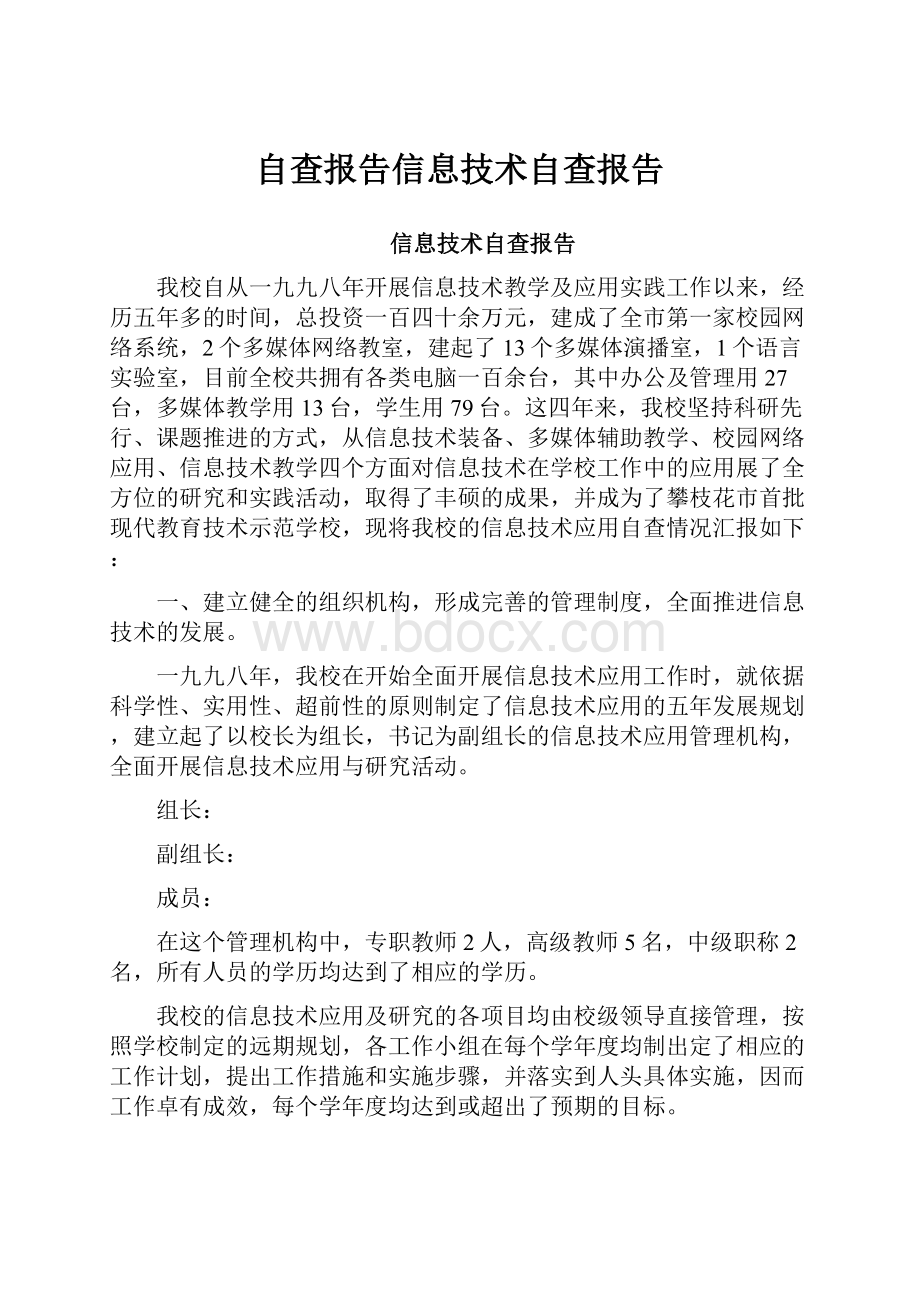 自查报告信息技术自查报告.docx_第1页