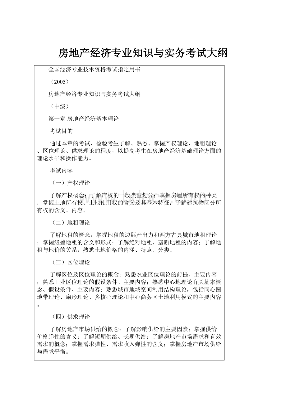 房地产经济专业知识与实务考试大纲.docx