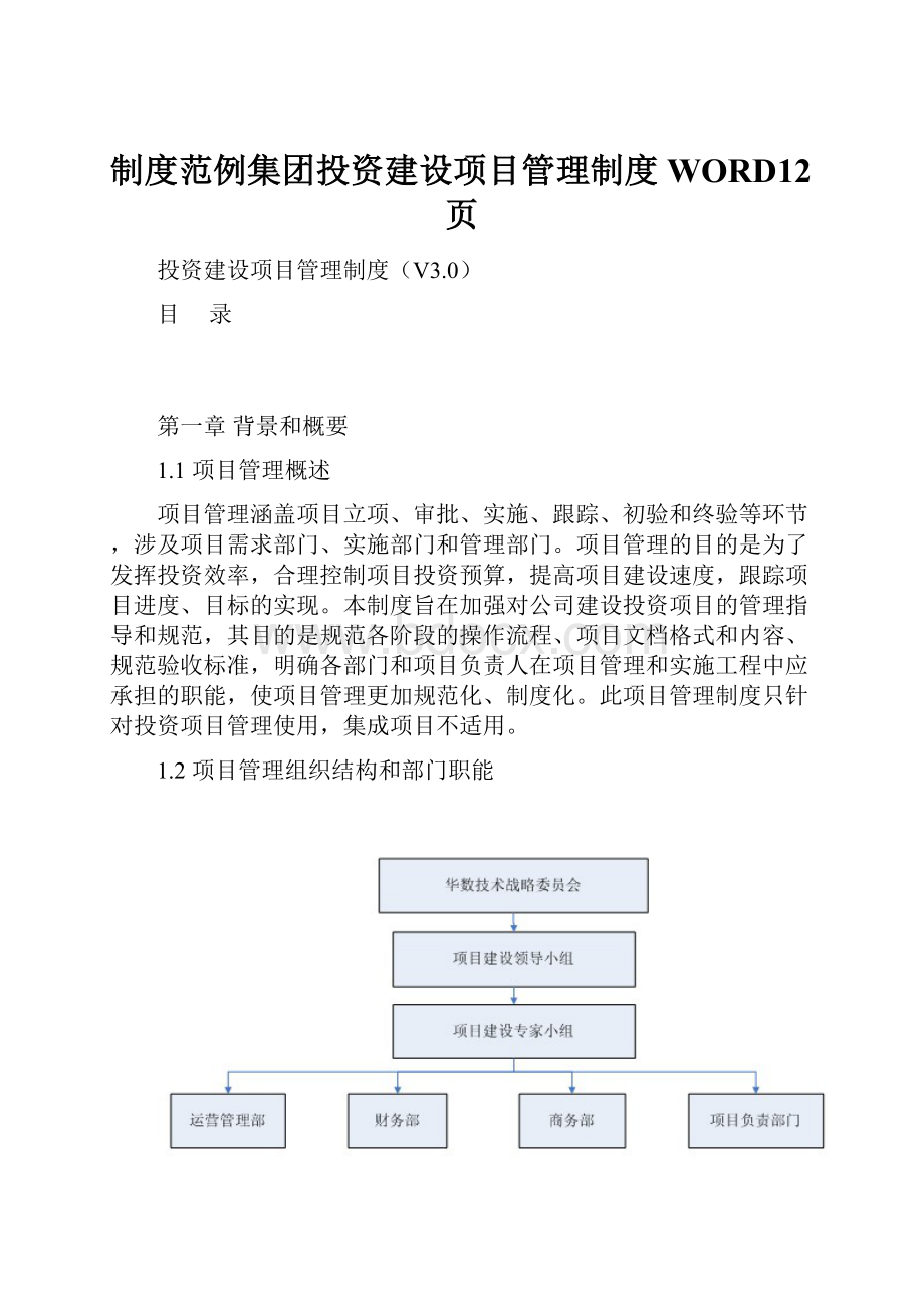 制度范例集团投资建设项目管理制度WORD12页.docx_第1页