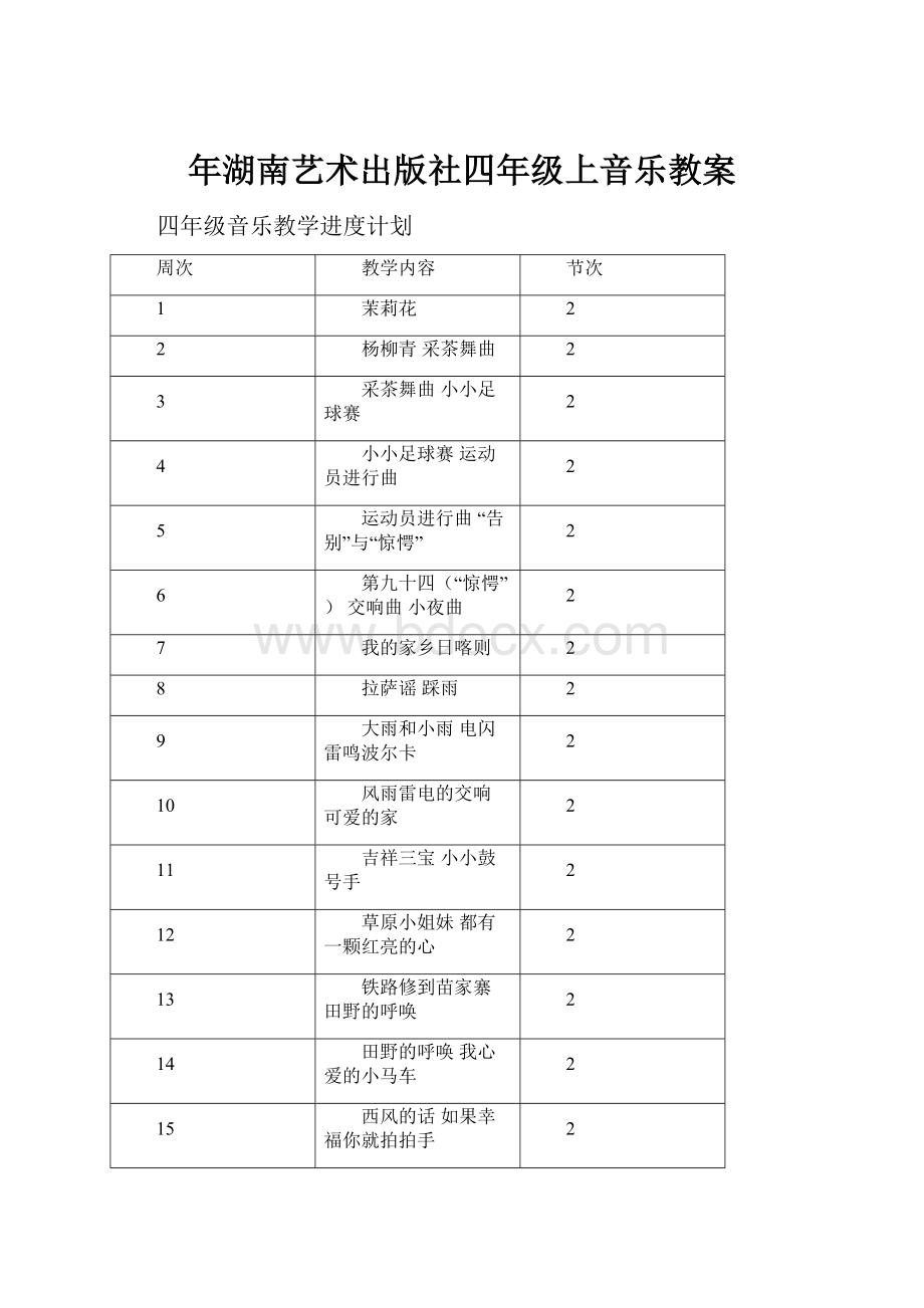 年湖南艺术出版社四年级上音乐教案.docx_第1页